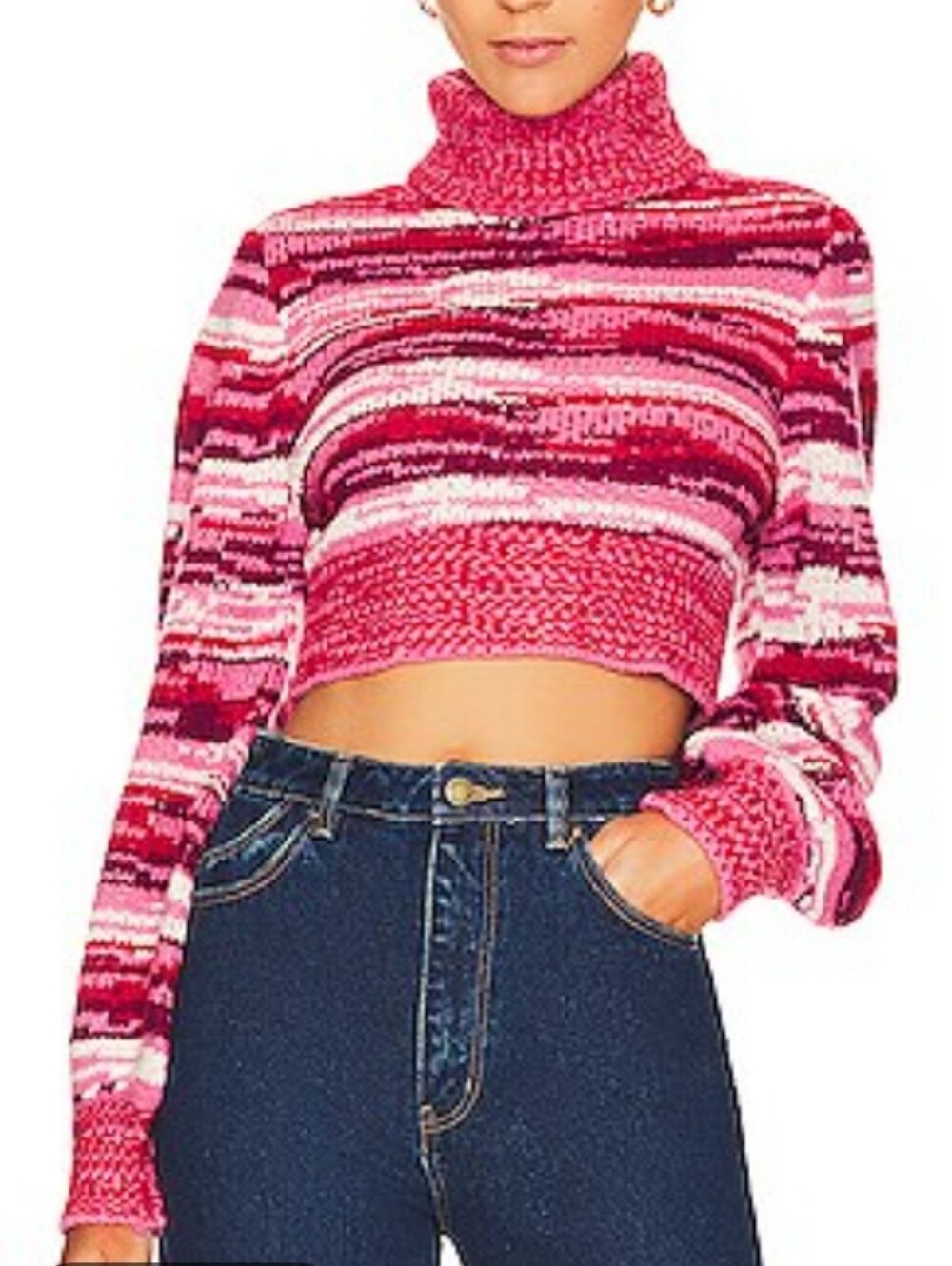 For Love & Lemons Wilma Cropped Turtleneck Sweater Revolve Size Small